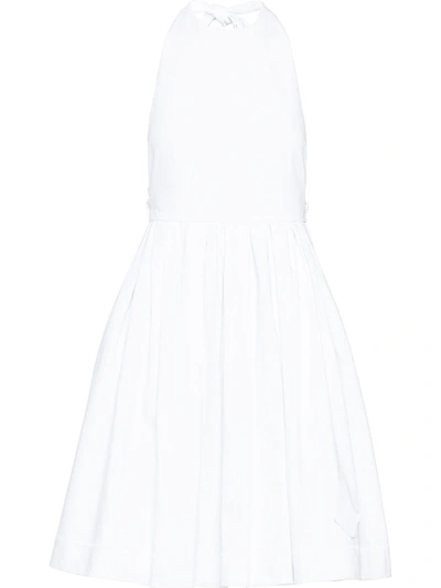 Shop Prada Flared Halterneck Dress In White
