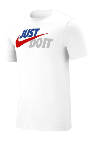 Shop Nike Just Do It Swoosh Graphic T-shirt In White/unvred