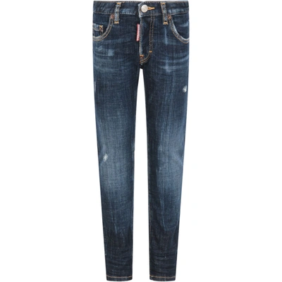 Shop Dsquared2 Blue Skater Jeans For Boy In Denim