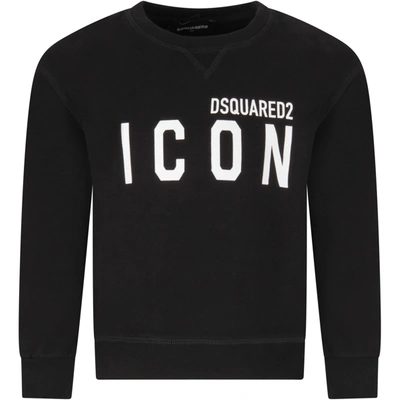Shop Dsquared2 Black Boy Sweatshirt With White Logo