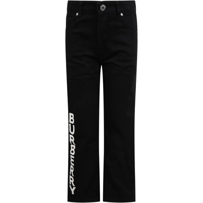 Shop Burberry Black Jeans For Kids With Logo