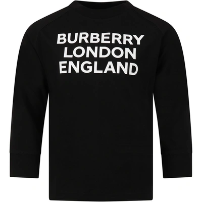 Shop Burberry Black T-shirt For Kids With Logo