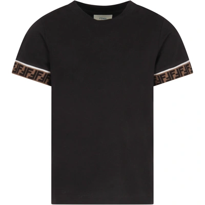 Shop Fendi Black T-shirt With Double Ff For Kid