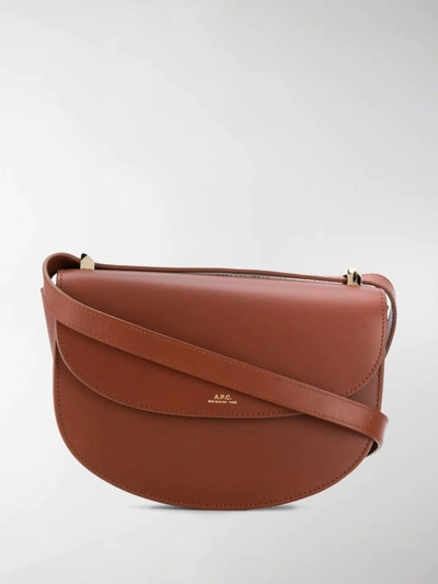 Shop Apc Geneve Flap Shoulder Bag In Brown