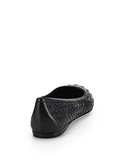 Shop Bottega Veneta Woven Leather Ballet Flats In Black