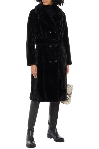 Shop Stand Studio Faustine Faux Fur Coat In Black