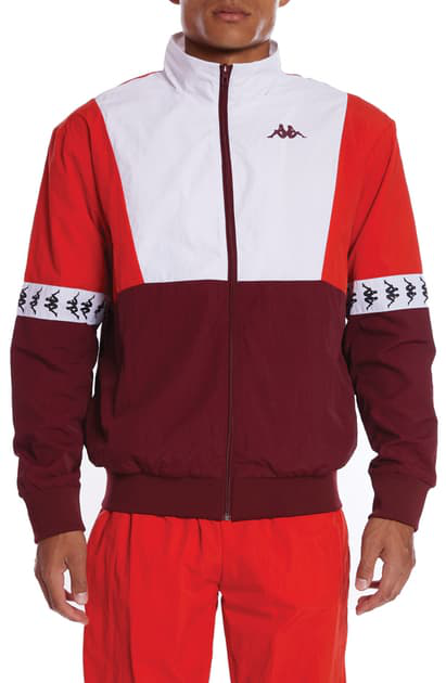 white and red kappa jacket