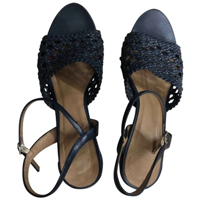 Pre-owned Rouje Navy Leather Sandals