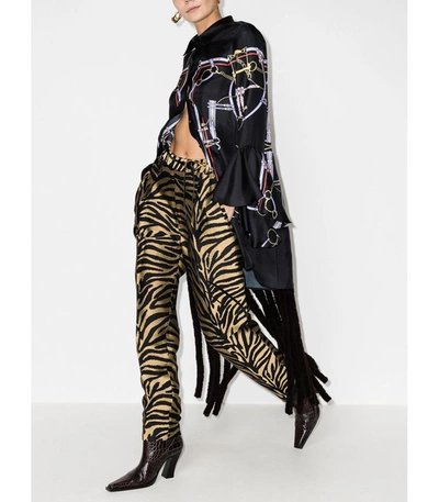 Shop Khaite Magdeline Zebra-print Trousers In Black/gold