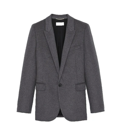 Shop Saint Laurent Single Breasted Flannel Jacket In Grey