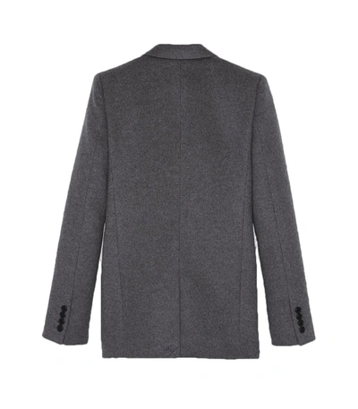 Shop Saint Laurent Single Breasted Flannel Jacket In Grey