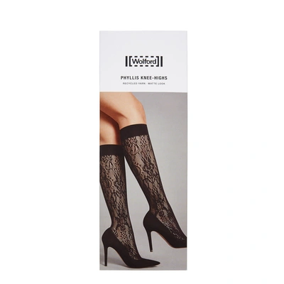 Shop Wolford Phyllis Black Lace Knee-high Socks