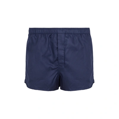 Shop Derek Rose Lombard 6 Navy Jacquard Boxer Shorts