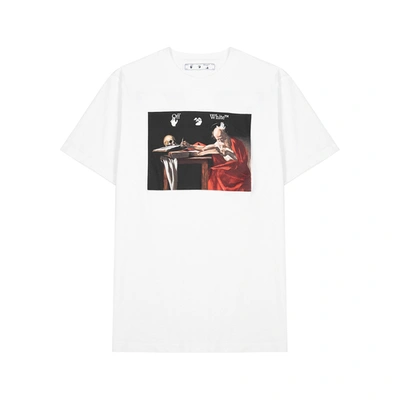 Shop Off-white Caravaggio Printed Cotton T-shirt In White And Red