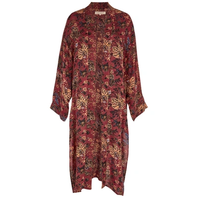 Shop Free People Play It Cool Floral-print Kimono In Red