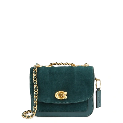 Shop Coach Madison 16 Green Leather And Suede Cross-body Bag In Dark Green