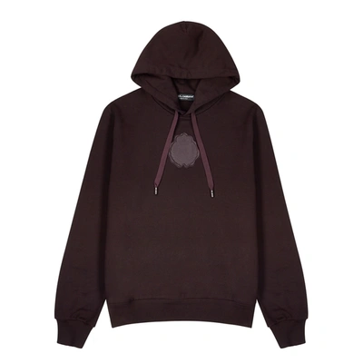 Shop Dolce & Gabbana Burgundy Logo Hooded Cotton Sweatshirt