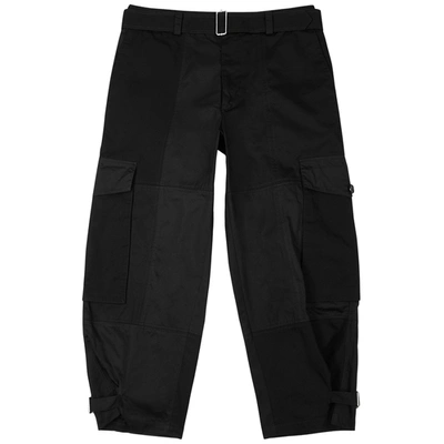 Shop Jw Anderson Black Panelled Cropped Cotton Trousers