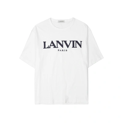 Shop Lanvin White Logo-embroidered Cotton T-shirt