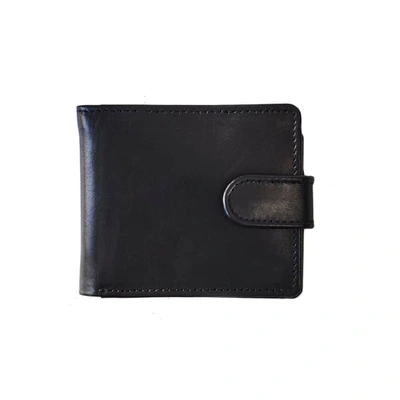 Vida Vida Vida Black Leather Tri Fold Wallet With Rfid In Fold