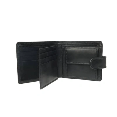 Vida Vida Vida Black Leather Tri Fold Wallet With Rfid In Fold