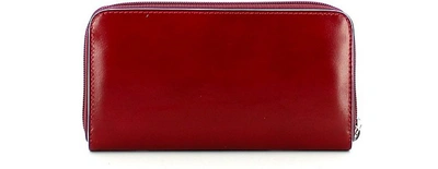 Shop Piquadro Designer Wallets Red Large Zip Around Women's Wallet In Rouge