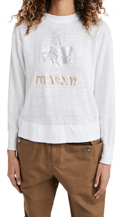 Isabel Marant Etoile Klowia Logo Linen Sweatshirt In White ModeSens