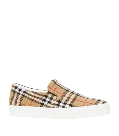 Shop Burberry Vintage Check Slip-on Sneakers