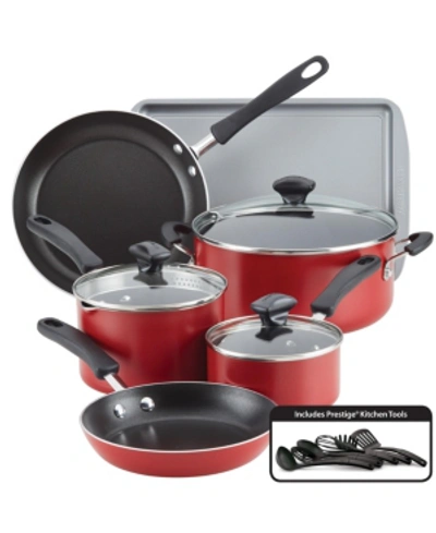 Shop Farberware Cookstart Aluminum Diamondmax Nonstick 15-pc. Cookware Set In Red