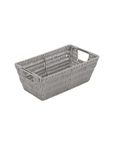 Shop Simplify Small Shelf Storage Rattan Tote Basket In Gray
