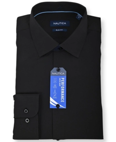 Shop Nautica Men's Slim Fit Supershirt Dress Shirt In Black