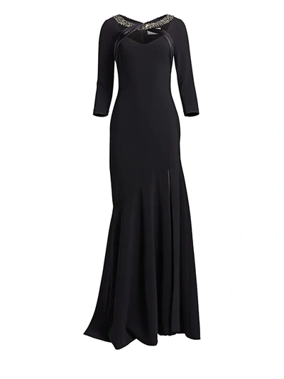 Shop Theia Women's Crepe Mermaid Gown In Black