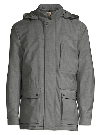 Shop Canali Men's Modern-fit Hooded Wool-blend Coat In Grey