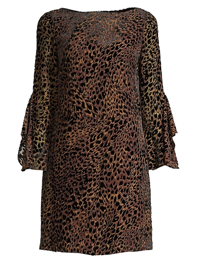 Shop Elie Tahari Women's Esmarella Leopard-print Velvet Burnout Dress In Black Multi