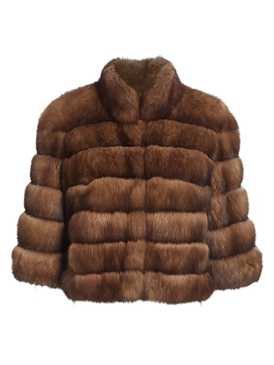 Shop The Fur Salon Sectioned Sable Fur Bolero In Titanium