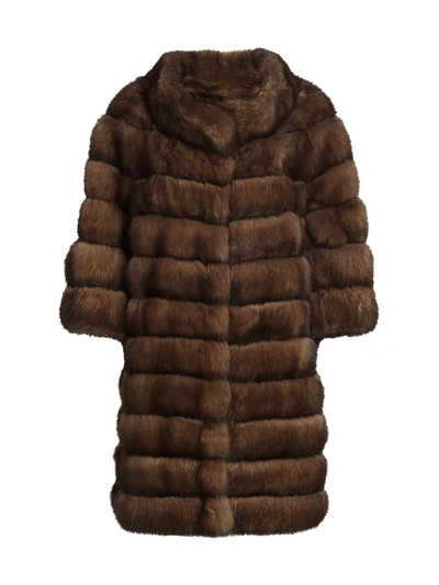 Shop The Fur Salon Long Sectioned Sable Fur Jacket In Titanium