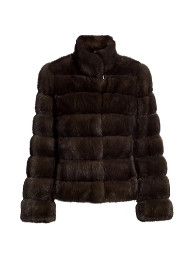 Shop The Fur Salon Horizontal Sectioned Sable Fur Jacket In Barguzin