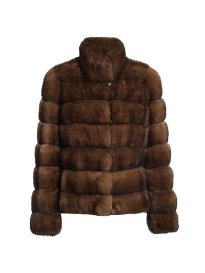 Shop The Fur Salon Sectioned Sable Fur Jacket In Titanium