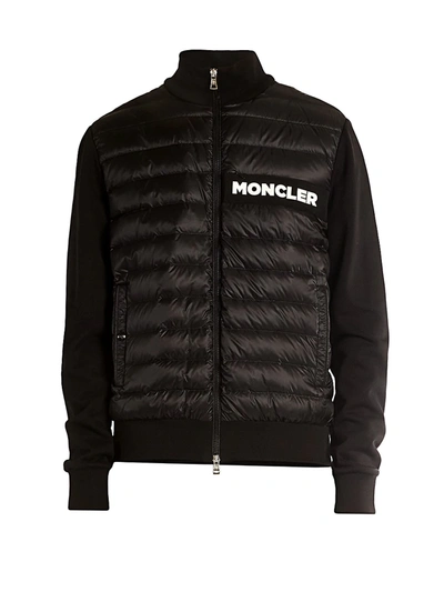 Shop Moncler Down-filled Zip-up Cardigan In Black