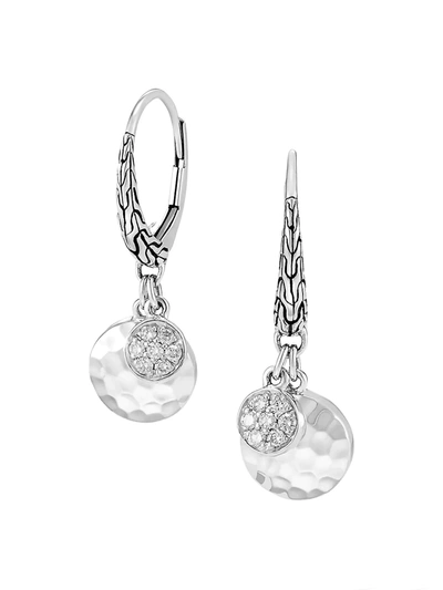 Shop John Hardy Women's Dot Hammered Silver & Pavé Diamond Drop Earrings