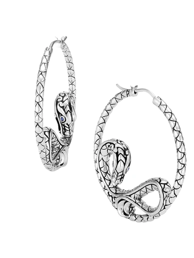 Shop John Hardy Women's Legends Naga Silver & Blue Sapphire Hoop Earrings