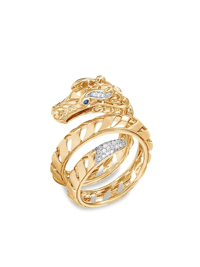 Shop John Hardy Women's Legends Naga 18k Yellow Gold, Diamond & Blue Sapphire Dragon Ring