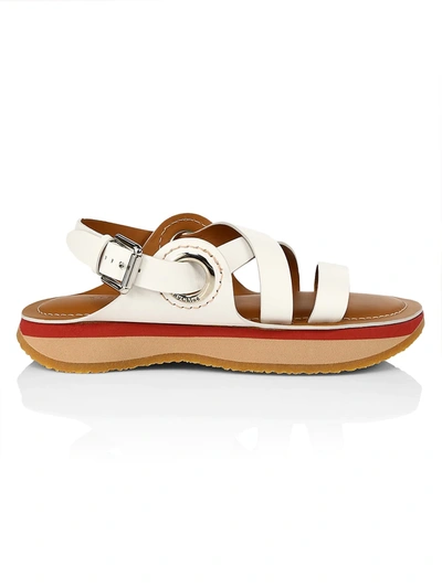 Shop See By Chloé Ysee Leather Flatform Slingback Sandals In White
