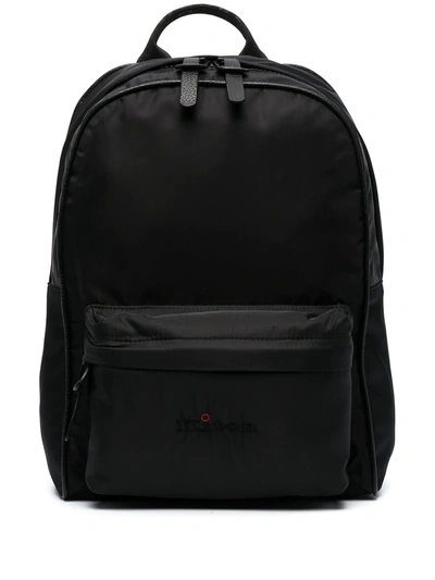Shop Kiton Embroidered Logo Backpack In Black