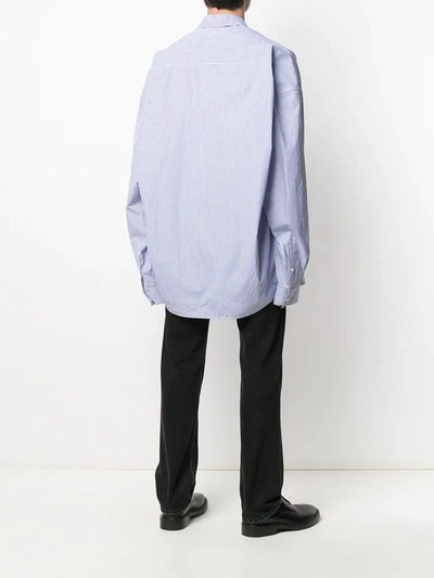 Shop Balenciaga Cocoon Oversized Striped Shirt In Blue