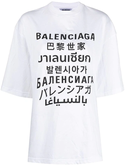 Shop Balenciaga Languages Xl T-shirt In White