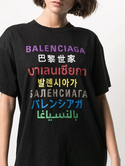 Balenciaga Languages Logo Cotton Blend T-shirt In Black | ModeSens