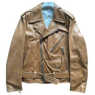 Pre-owned Loewe Leather Jacket In Camel