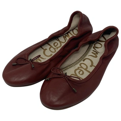 Pre-owned Sam Edelman Leather Ballet Flats In Burgundy