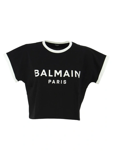 Shop Balmain Logo In Black/white
